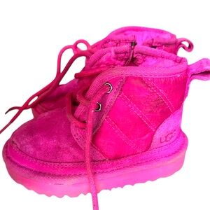 Ugg Neumel II Boots Lipgloss Vibrant Pink Suede Sherling‎ Toddler Size 6